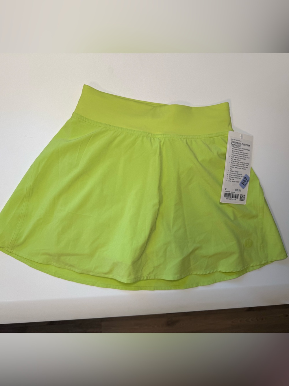 NWT Lululemon Lightweight High-Rise Tennis Skirt Size 0 Sour Grape Lime Green